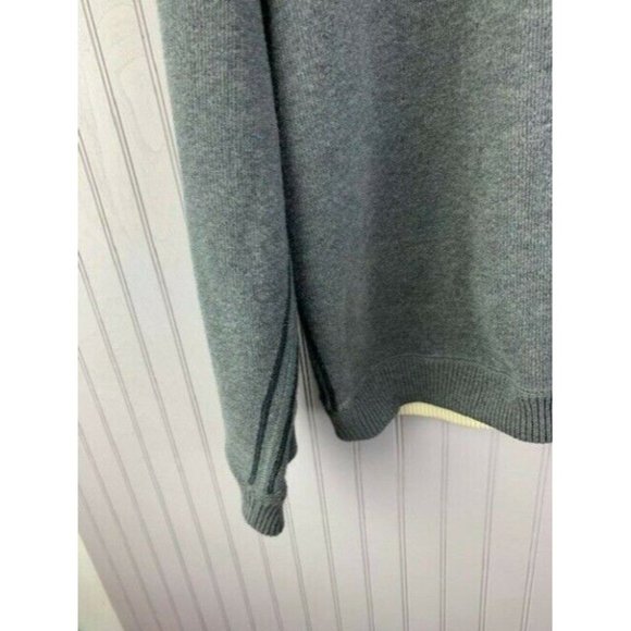 Hathaway Mens Sweater Size Large Gray Long Sleeve 1/4 Zip Medium Weight - Picture 2 of 6